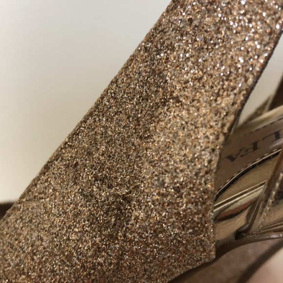 Alfani Fairfax Gold Glitter Platform Open Toe Heels - Picture 15 of 15
